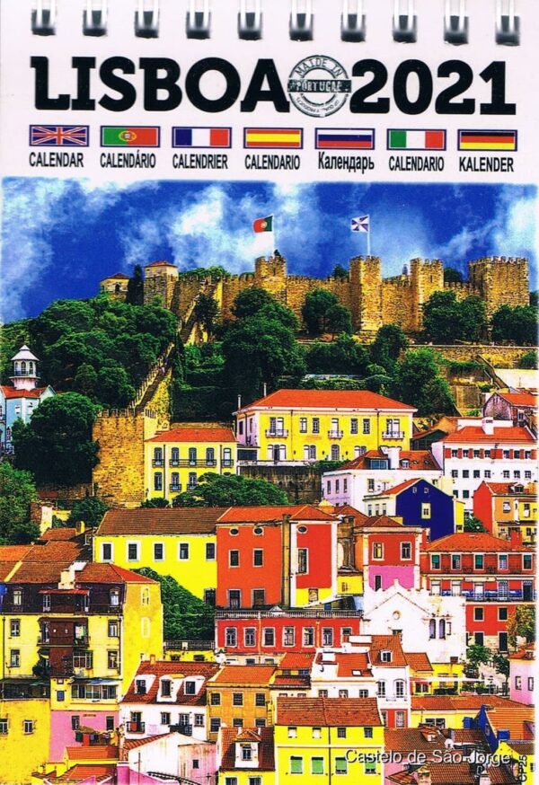 Calendário Pequeno de Lisboa 2021 com 12 imagens - Imagem de lisboa e Castelo de São Jorge
