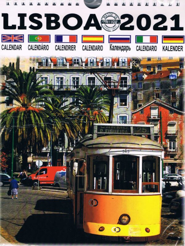 Calendário Grande de Lisboa 2021 com 12 Imagens - Imagem de Elétrico