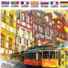 Calendário Grande de Lisboa 2021 com 12 Imagens - Imagem de elétrico em pintura