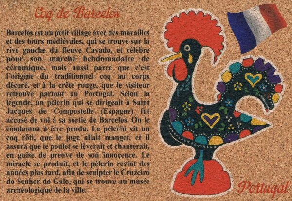 postal de cortiça historia do galo de barcelos em francês