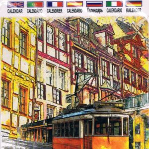 Calendário Pequeno de Lisboa 2021 com 12 imagens - Elétrico em Pintura