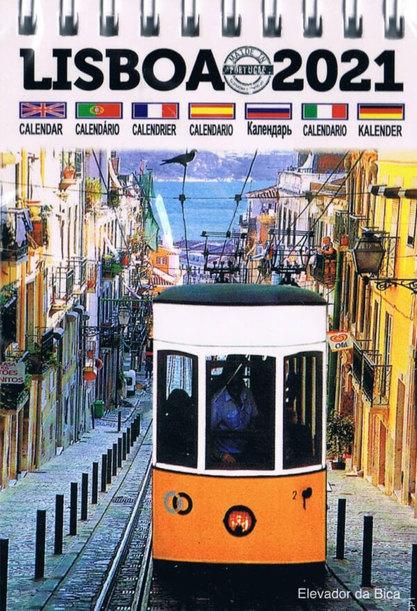 Calendário Pequeno de Lisboa 2021 com 12 imagens - Elétrico Elevador da Bica