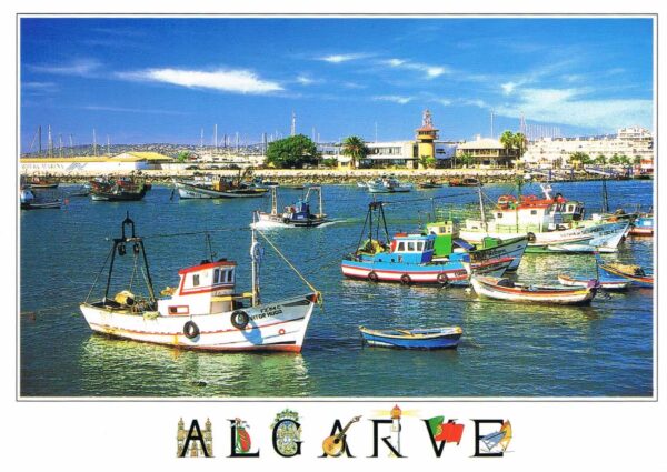Postal de Papel do Algarve Barcos em Lagos