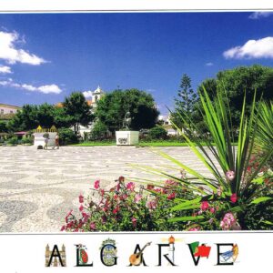 Postal de Papel Algarve e imagem praça em lagos