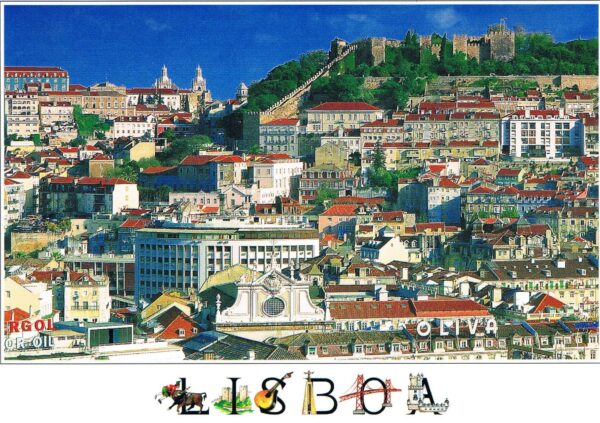 Postal de Papel com Imagem de Lisboa e Castelo de São Jorge