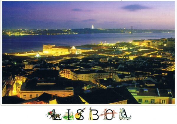 Postal de Papel com Imagem de Lisboa à Noite