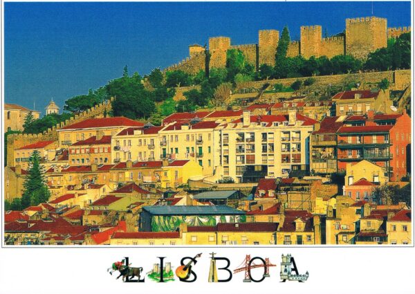 Postal de Papel com Imagem de Lisboa e Castelo de São Jorge