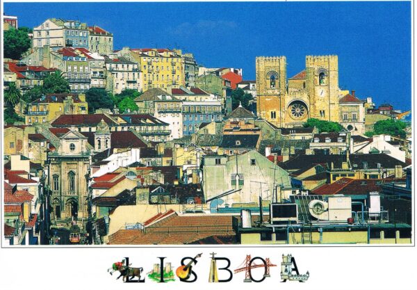 Postal de Papel com Imagem de Lisboa e Catedral da Sé