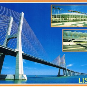 Postal de Papel com imagens de Lisboa e ponte 25 de abril