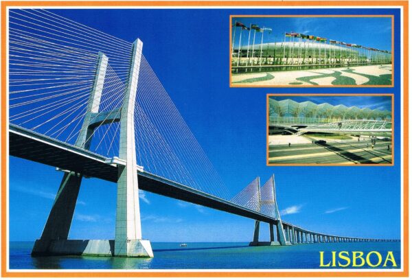 Postal de Papel com imagens de Lisboa e ponte 25 de abril