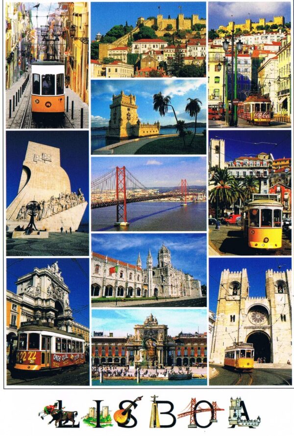 Postal de Papel com várias Imagens de Lisboa