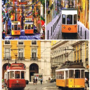 Postal de Papel com imagens de Elétricos de Lisboa