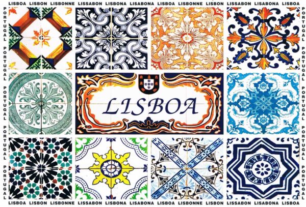 Postal de Papel com várias Imagens de Azulejos Lisboa