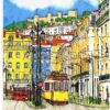 Postal de Papel Imagem de elétrico em Lisboa em Pintura