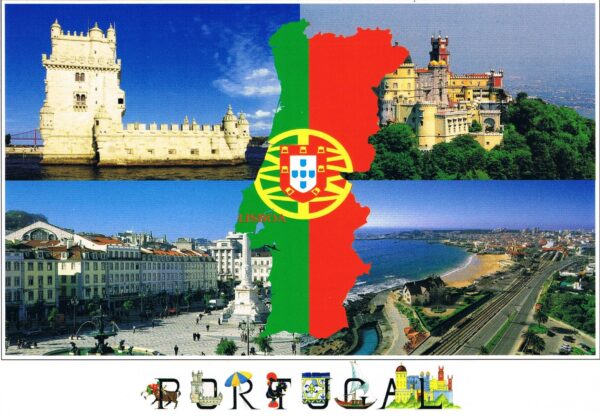 Postal de Papel Imagens de Portugal e Mapa