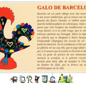 Postal de Papel História Galo de Barcelos em Francês