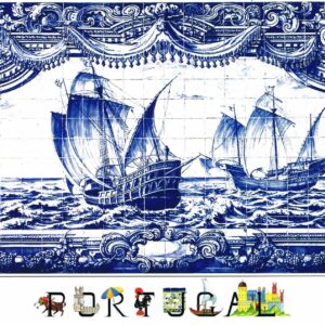 Postal de papel Imagem de caravelas em azulejos de Portugal