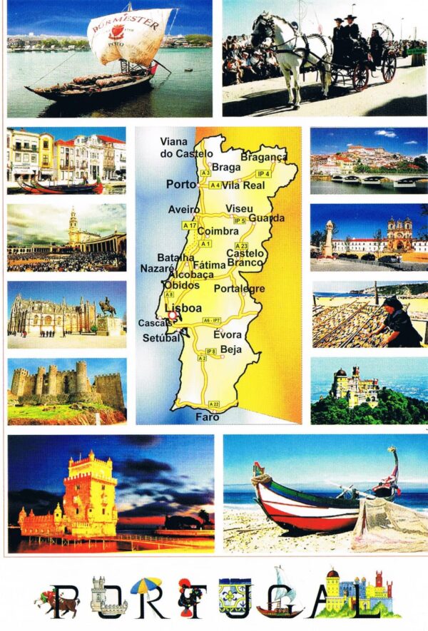Postal de Papel Imagens de Portugal e mapa