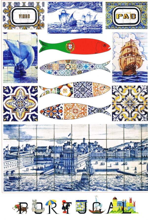 Postal de papel Imagens de Sardinha e Azulejos portugal