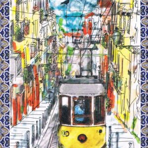 Serigrafia Elétrico elevador da Bica em Pintura e azulejos