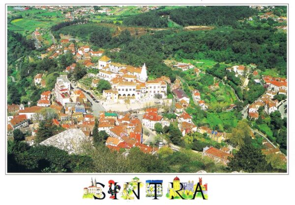 Postal de Papel com imagem aérea da Cidade de Sintra
