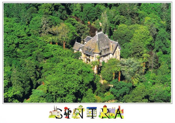 Postal de Papel com imagem aérea de Castelo em Sintra
