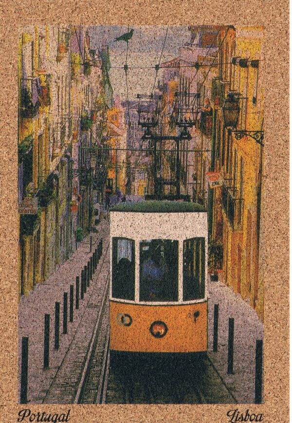Postcard in Cork of the Bica Elevator in Lisbon, Portugal